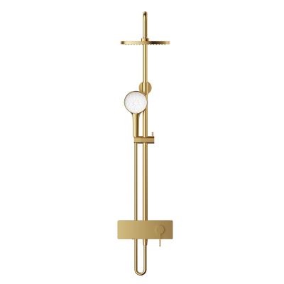 China Without Slide Bar Wall Mounted Brass Push Button Gold Shower System Bidet Faucet For Bathroom for sale