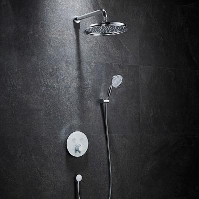 China Without Slide Bar Chrome And Glass Panel Wall Mounted Brass Tub Faucet Concealed Concealed Shower System for sale