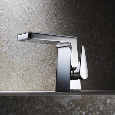 China High Quality Brass Metered Bathroom Chrome Basin Faucet Waterfall Faucets Glass Panel Home Faucet for sale