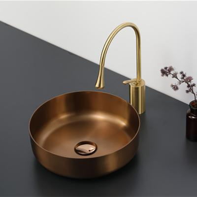 China Wash Basin SS Stainless Steel Bathroom Sink Small Bathroom Basin Bronze Color for sale