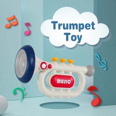 China Hohujoy Plastic Toddler Baby Trumpet Carryover Plastic Battery Operated Musical Instrument Toys Sound Trumpet For Children for sale