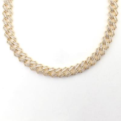 China Hot Sale Hip Hop Jewelry Style Moissanite Diamond Cuban Chain Trendy Fashion Gold Sliver Hiphop for sale