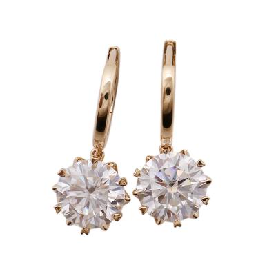 China Hot Selling Newest Design Trendy Women's 18k Yellow Gold Stud Earrings With Thin Moissanite Circle Dangle Earrings for sale