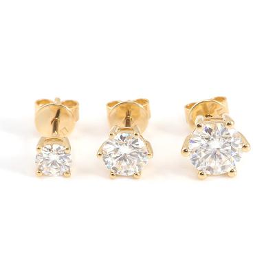 China CLASSIC Real Gold Diamond Earring Round Shiny Cut 4mm 5mm 6mm Earring Studs Diamond Stud Earrings for sale