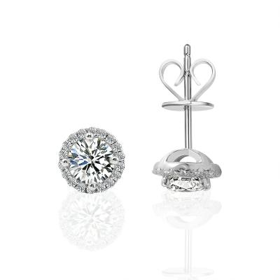 China 0.5 Carat DEF Cut Color VVS1 Round Shiny Genuine Moissanite Stud Earrings 925 Sterling Silver Classic Gemstones Suitable For Wome for sale