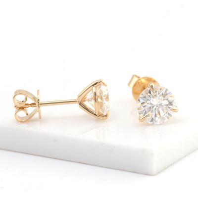 China Classic Carat CLASSIC Moissanite Diamond Stud Earrings Women Jewelry Yellow Gold 2 Fashion Stud Earrings 18k for sale