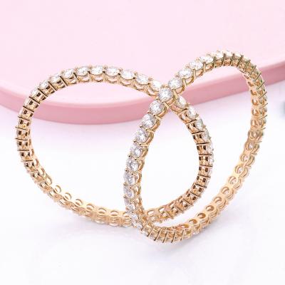 China FASHIONABLE Full Diamond Design Bangle 18k Yellow Gold Moissanite Ladies Simple Bracelet for sale