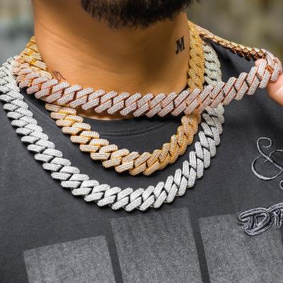 China 10K Round Cut Gold Cuban Chain Hip-hop Style Diamond Necklace Cuban Link Chain Men and Women for sale