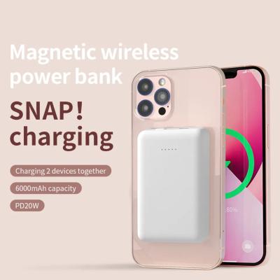 China Hot Selling 2023 Magnetic Fast Charging Products 6000mAh Wireless Magnetic Power Bank For Phone With Portable Fast Charger Power Bank for sale