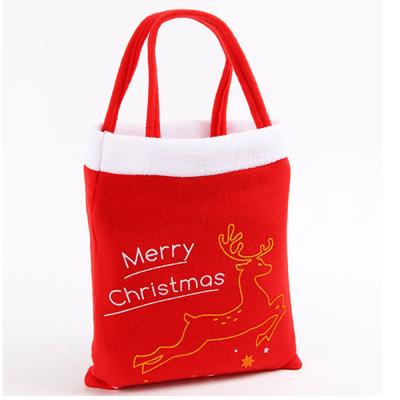 China Indoor Christmas Decoration 21cm*38cm Christmas Canvas Reusable Bags For Gift Wrapping Event Party Christmas Decoration for sale