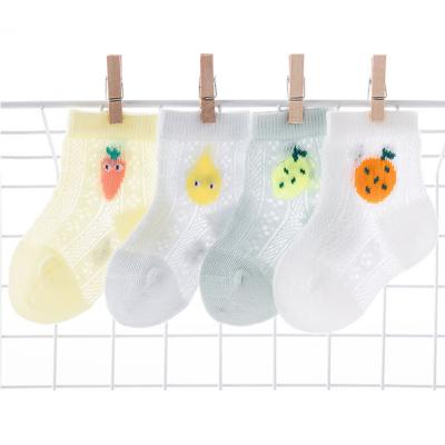 China Antibacterial Children's Socks Mesh Solid Color Hollow Baby Socks Fruit Breathable Summer Cotton Boat Sweat-absorbent Socks for sale