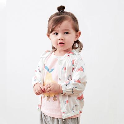 China Breathable Summer Cotton Zipper Hooded Jackets For Baby Girls Outerwear Coats Kids Sun Protection Clothing for sale