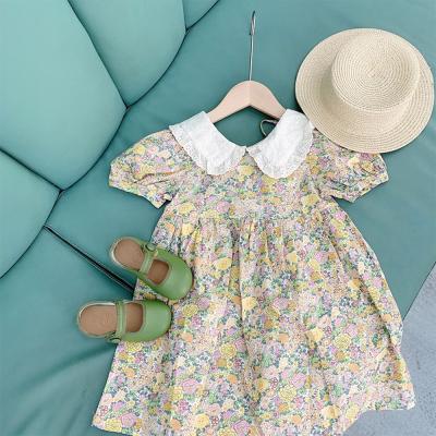 China New Design Breathable Kids Dress Dresses For Girls Lace Up Floral Collar Dress For Kids Children Dress Gowns for sale