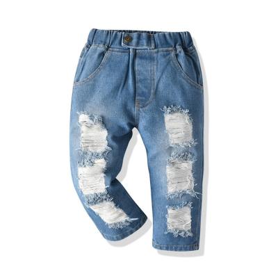 China Fashion Breathable Kids Ripped Jeans 2020 Casual Distressed Denim Pants Fall/Winter Boys Trousers for sale