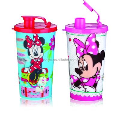 China 2017 Hot Sale Disposable 3D Lenticular Plastic Cup With Lid And Straw for sale