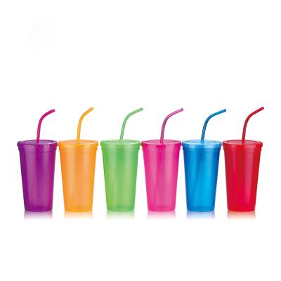 China Sustainable SY709C 720ml Wholesale Cheap Food Grade Customized Colored Plastic PP Freezer Cup With Lid And Straw for sale