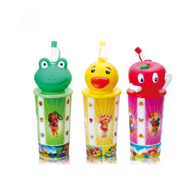 China China Single Wall Manufacturers Wholesale SY631A 300ml Plastic Cartoon Animal Shaped Cup With Straw for sale