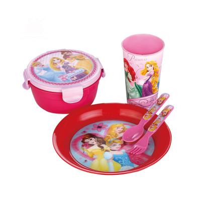 China Wholesale Best Price Microwavable 3d Cartoon Cups Dishes Fork And Spoon Bowls Promotional Lenticular Plastic Gift Set On Sale for sale