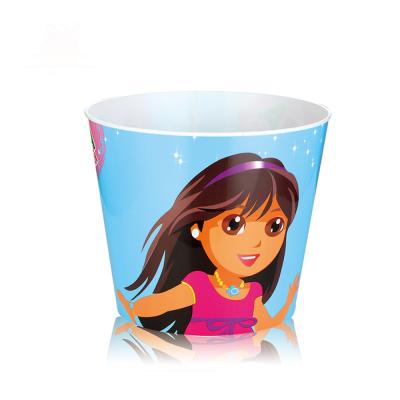 China Wholesale cheap hot sale single wall logo food grade custom cartoon printed plastic popcorn tub cup bucket for sale