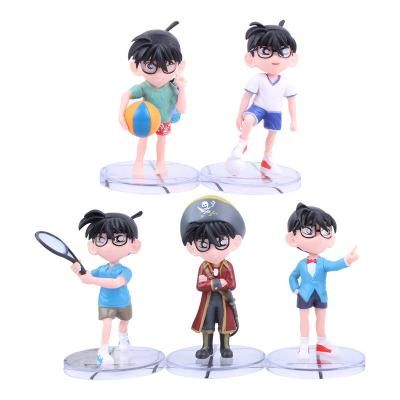 China Cartoon Toy Cake Topper 5 Pcs PVC Detective Conan Anime Figure Toy Cake Decoration Birthday Gifts for sale