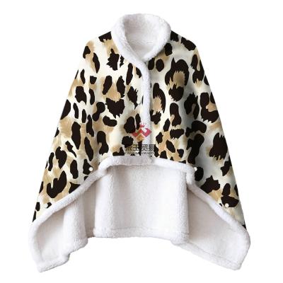 China New Design Simple Double Layer Cashmere Bestsellers Wearable Lazy Coat Leopard Pattern Printed TV Cover - Brown for sale