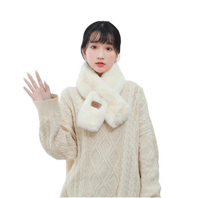 China Rex rabbit fur rabbit fur warm women's plush leather bib plush leather warm gift thick blanket scarf polyester for sale