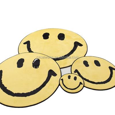 China 100% Newborn Infant Crawling Smile Game Decor Baby Face Pad Carpet Non-slip Polyester Round Kids Blanket Home Rug Newborn Infant Crawling for sale