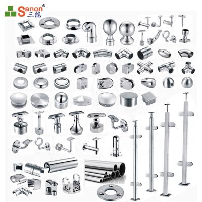 China SANON Modern Stair Railing SS 201 Railing 304 316 Fittings Balcony Stainless Steel Railing Fence Accessories for sale