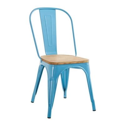 China Slipcovered Bastille Metal Bastille Chair Wooden Bastille Tolixs Style Side Chair Steel Seat Chair With Wood Seat for sale