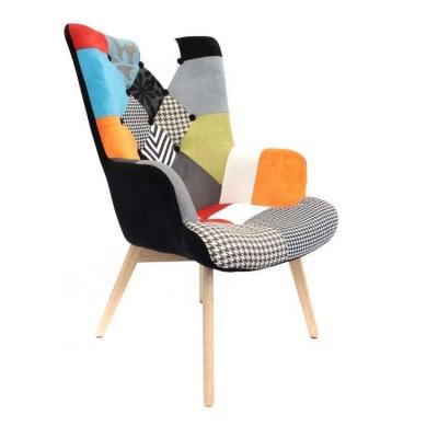 China Slipcovered Patchwork Multi Color Armchair - Retro Unique Scandinavian Modern Chair for sale