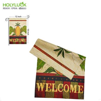 China Celebrate Professional Factory Custom Double Sided Sublimation Burlap Linen Cheap Decorative Fall Christmas Garden Flag With Stand for sale