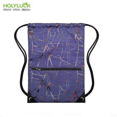 China Wholesale Eco-friendly Fashionable Customized Polyester Sports Drawstring Bag Backpack for sale