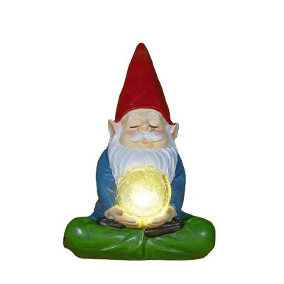 China Fairy Tale Garden Gnome Statue Resin Gnome Figurines Solar Led Lights Sculpture Decorations for Patio Yard Lawn Porch Ornament Gift for sale