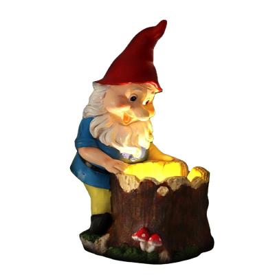 China Fairy Tale Garden Gnome Statue Resin Gnome Figurines Solar Led Lights Sculpture Decorations for Patio Yard Lawn Porch Ornament Gift for sale