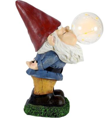 China Fairy Tale Garden Gnome Statue Resin Gnome Figurines Solar Led Lights Sculpture Decorations for Patio Yard Lawn Porch Ornament Gift for sale