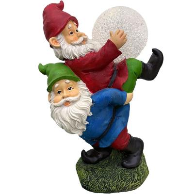 China Fairy Tale Garden Gnome Statue Resin Gnome Figurines Solar Led Lights Sculpture Decorations for Patio Yard Lawn Porch Ornament Gift for sale