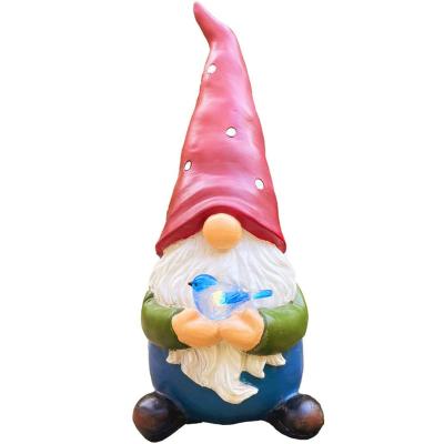 China Fairy Tale Garden Gnome Statue Resin Gnome Figurines Solar Led Lights Sculpture Decorations for Patio Yard Lawn Porch Ornament Gift for sale