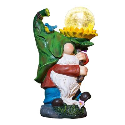 China Fairy Tale Garden Gnome Statue Resin Gnome Figurines Solar Led Lights Sculpture Decorations for Patio Yard Lawn Porch Ornament Gift for sale