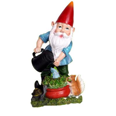 China Fairy Tale Garden Gnome Statue Resin Gnome Figurines Solar Led Lights Sculpture Decorations for Patio Yard Lawn Porch Ornament Gift for sale