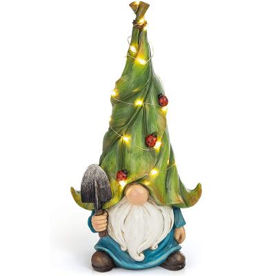 China Fairy Tale Garden Gnome Statue Resin Gnome Figurines Solar Led Lights Sculpture Decorations for Patio Yard Lawn Porch Ornament Gift for sale