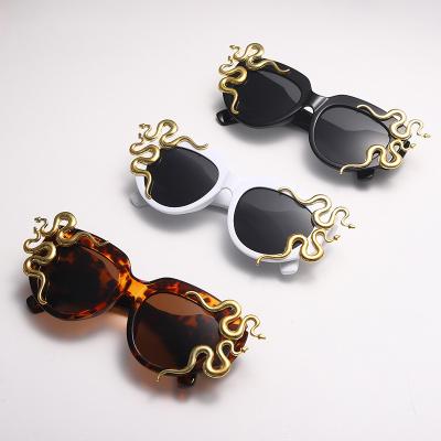 China 2022 Oversized Fashion Sunglasses Fashion Round Lady Eyewear Women Polarized Sun Glasses Luxury Unique Design Snake Sunglasses Shades for sale