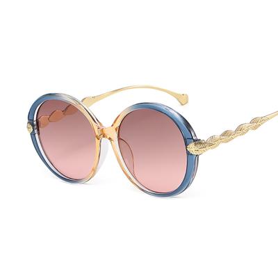 China 2022 New Arrival Luxury Round Sunglasses Ladies Fashion Metal Shading Shading Designer Sun Glasses For Women Custom Logo for sale