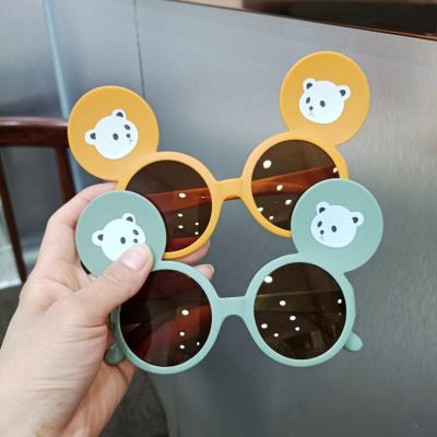 China Fashion Sunglasses 2022 Wholesale Round Cute Sunglasses Black Lovely Pink Baby Kids Cartoon Ear Bear Boys Sun Glasses Glasses for sale