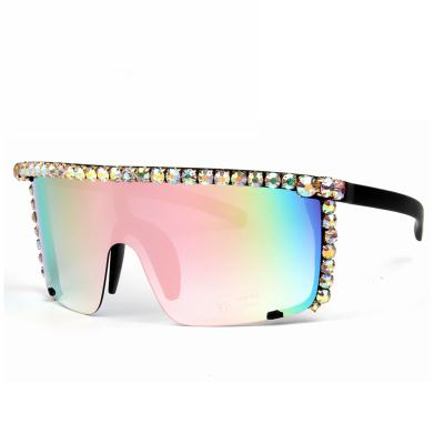 China Fashion sunglasses women diamond-encrusted oversized ladies windproof sunglasses street glass snap sunglasses for sale