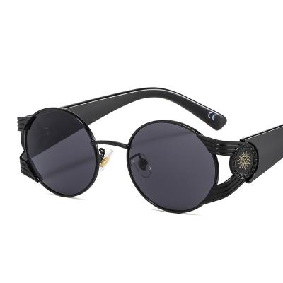 China Multicolor frame sunglasses fashion metal round frame punk sunglasses small for men and women wholesale 2021 for sale