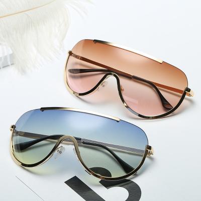 China Men's unisex sunglasses ocean glasses women one piece new fashion sunglasses shades metal sun glasses large frame mirror wholesale for sale