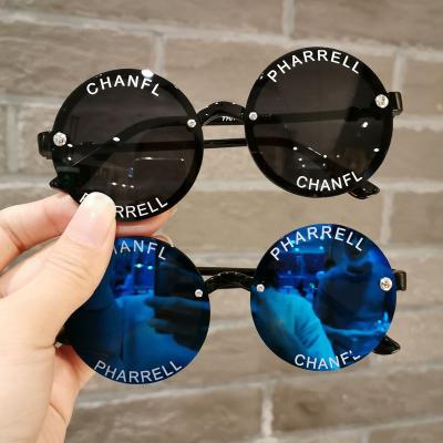 China Fashion Sunglasses 2021 Wholesale Children's Logo Protection New Fashion Trend Metal Round Child Sun Glasses Boys Girls Custom Made UV Kids Sunglasses for sale