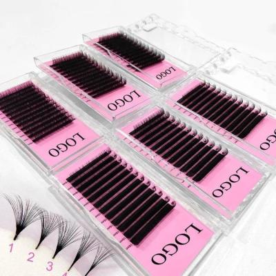 China Velyx Natural Soft Wholesale Private Label Fan Eyelash Extensions Sellers False Silk Mink Matte Volume Easy Fanning Russian False Eyelashes for sale