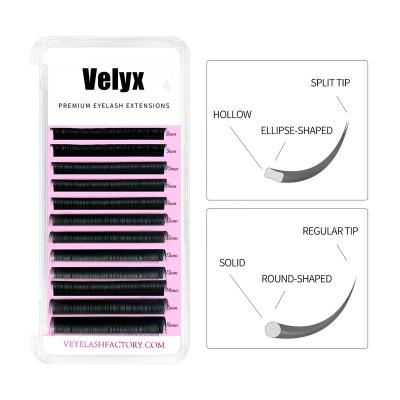 China Natural Soft Bulk Single Ellipse Extension Lash Trays Cashmere Individual Eyelash Tips Flat Split Lashes for sale