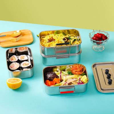 China Three-Piece-Set Custom Free Sample Bento Box Heatable Double Layer Stainless Steel Lunch Box for sale